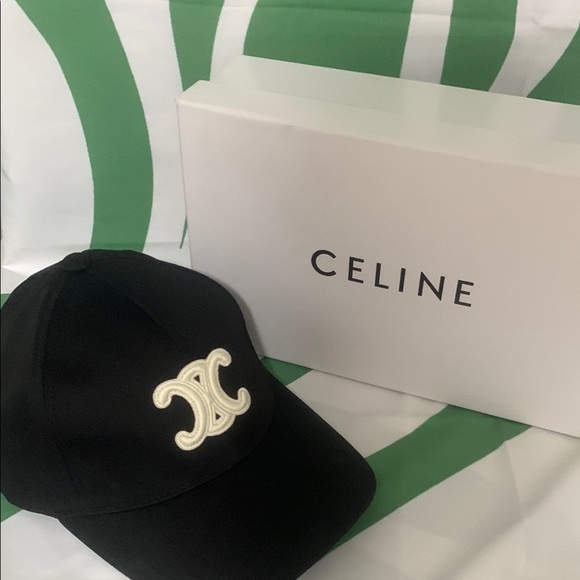 Celine Black Cap with Embroidered Logo - Picture 1 of 4